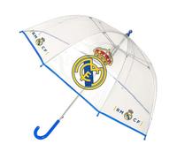 Paraguas Manual Poe Burbuja Real Madrid - Paraguas Infantil Tipo Burbuja Transparente con Diseño Oficial del Real Madrid, Apertura Manual de Seguridad