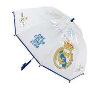 Paraguas Manual Poe Burbuja Real Madrid - Paraguas Infantil Tipo Burbuja Transparente con Diseño Oficial del Real Madrid, Apertura Manual de Seguridad