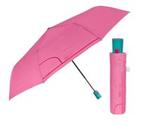Paraguas Mujer Colorado Plegable Automático - Paraguas Portátil Colores en Microfibra - Paraguas Tamaño Pequeño de Viaje Cortaviento Resistente - Diámetro 96 cm - Perletti (Rosa)