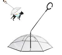 Paraguas para mascotas - compacto para pasear perros resistente a la | intemperie, mango ajustable, correa de cadena resistente, diseño de fácil agarre | correas de paraguas de tamaño pequeño,