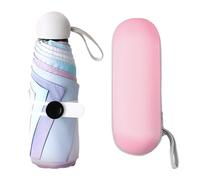 Paraguas Plegable De Viaje De 1 Pieza, Ligero, Mini Compacto Con 6 Varillas, Caja De Almacenamiento Para Cápsulas Rosas, Colorido Para Niños, Protección Uv Para Exteriores