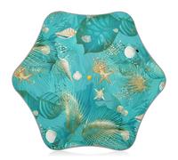 Paraguas plegable para niños, diseño de hojas de palma verde azulado, estrella de mar dorada, se abre a presión, mango largo ligero, tira reflectante, protección contra la lluvia