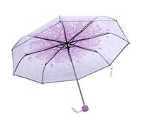 Paraguas Plegable Transparente con Estampado de Flor de Cerezo con Estampado de 1 Pieza, Paraguas de Princesa de Moda Romántico, Paraguas con Mango de Aleación Fuerte(púrpura)
