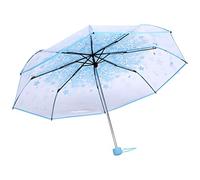 Paraguas Plegable Transparente con Estampado de Flor de Cerezo con Estampado de 1 Pieza, Paraguas de Princesa de Moda Romántico, Paraguas con Mango de Aleación Fuerte(Azul)