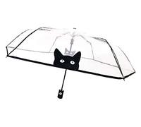 Paraguas Plegable Transparente SMARTBULLE - Compacto; Resistente; A Prueba de Viento; Apertura automática; Diámetro=98cm; Paraguas para Mujer; Diseño Gato.