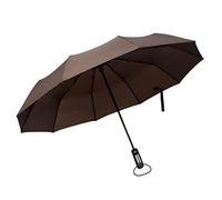 Paraguas Plegable Viaje Compacto A Prueba De Viento, Apertura Y Cierre Automático con Mango Ergonómico for Hombres Mujeres Pie contra La Nieve, Marrón