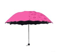Paraguas que cambia de color con patrón floral, revestimiento opaco UPF50+, protector compacto de 3 pliegues, para mujeres y niñas, 100 cm de diámetro (azul)