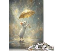 Paraguas Ratón Luna Rompecabezas 1000 Piezas, Juego Familiar | Arte animal caprichoso, Motivo de criatura de libro de cuentos, Juego Familiar, Regalo, Juego Puzzle, 14+, 70x50cm.
