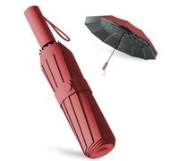 Paraguas Repel Umbrella Windproof Travel Umbrellas for Rain - Easy Auto Open Close, Durable & Compact Umbrella, Strong Fiberglass Frame (Rojo oscuro)