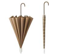 Paraguas resistente e impermeable de 16 varillas] Paraguas resistente, elegante e impermeable de 16 varillas con mango curvo - Marco de fibra de vidrio duradero, apertura manual for protección contra