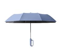 Paraguas reversible con mango de mosquetón, resistente al viento, portátil, tira reflectante, protección solar UPF 50+, paraguas plegable invertido, para viajes, vacaciones, paseos y viajes diarios