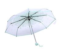 Paraguas Transparentes Mujer, 3 Colores Flor De Cerezo Paraguas Plegable De Viaje Para La Lluvia Boda Al Aire Libre Ceremonia Fiesta Atrezzo Parejas Adultos Niños(Verde)
