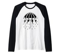 Paraguas x Rayo x Lluvia Tormenta Blackwork Tattoo Flash Camiseta Manga Raglan