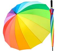 Paraguas XXL iX-Brella multicolor, de arcoiris, tamaño grande de 129 cm, con mango de agarre suave
