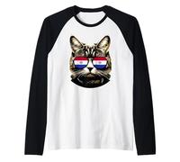 Paraguay Cat Lover Bandera Paraguaya Sombras Gatos Dueño Camiseta Manga Raglan