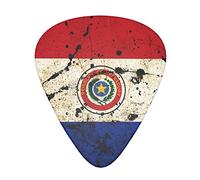 Paraguay Dirty Old Grunge Flag Paquete de 12 púas para guitarra, incluye calibres delgados, medianos y pesados 3 tamaños para púas acústicas eléctricas de guitarra
