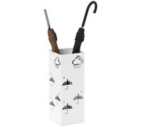 HOMCOM Paragüero de Acero con 4 Ganchos Blanco para Entrada 15,5x15,5x41 cm