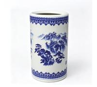 Paragüero De Cerámica Cubo De Paraguas De Porcelana Azul Y Blanca Floral, Decoración De Entrada De Oficina En El Hogar Independiente For Bastones Pero También Sirve Como Jarrón(40x24CM)