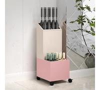 Paragüero de hierro forjado con bandeja de goteo extraíble, estante de almacenamiento portátil de metal con ruedas, colector de entrada de pie