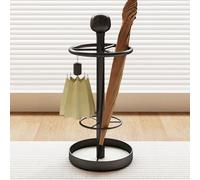 Paragüero de Hierro Moderno de 11,8 Pulgadas de diámetro para Interiores, Ideal para Entrada, paragüero con Gancho, Soporte de pie con Bandeja de Goteo para Uso en casa o Oficina