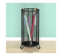 Paragüero de metal con bandeja de goteo, diseño redondo para tiendas minoristas, entradas de negocios y vestíbulos de hotel, soporte para paraguas negro para una nización elegante