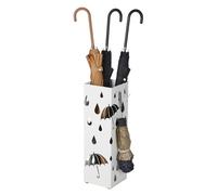 Paragüero de Metal con Bandeja de Goteo y 4 Ganchos 15,5 x 15,5 x 49 cm Blanco