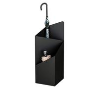 Paragüero de metal con diseño cuadrado inspirado en macarrones, construcción de hierro forjado, revestimiento electrostático, elegante acabado negro, perfecto para decoración del hogar y el patio