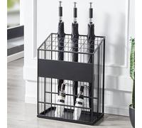 Paragüero de metal con estante de rejilla para almacenamiento organizado en espacios modernos