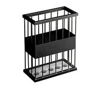 Paragüero de metal para interior para almacenamiento, estante rectangular moderno para bastones Walkistick, color negro, 36 x 18 x 44 cm