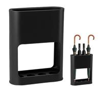 Paragüero Ovalado ABS Negro 28x21,5x8cm 4 Ranuras Bandeja Goteo Extraíble | Soporte paraguas estrecho, paraguero bandeja goteo, antideslizante, compacto, para entrada y oficina
