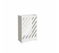 SONGMICS Paragüero, Soporte de Paraguas, Cubo para Paraguas, Paragüero Rectángulo, Ganchos, Platos de Acumular Agua, Diseño deHueco, Blanco LUC03WT