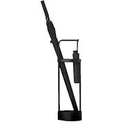 Paragüero redondo negro con gancho largo que ahorra espacio, moderno soporte para paraguas para palos de golf, bastones de regalo, rascadores de papel y cuernos de zapatos