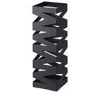 Paragüero, soporte para paraguas, soporte para paraguas cuadrado, cubo de metal para paraguas con bandeja de goteo extraíble y 4 ganchos, organizador de porche para decoración de oficina en casa/blan