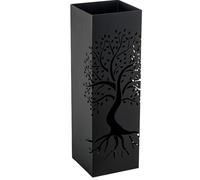 Paraguero Cuadrado de Metal con arbol de la Vida Negro 15,5x15,5x49 cm