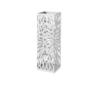 Paraguero Cuadrado Metal Calado diseño Moderno Plateado 15.5x15.5x49 cm