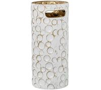 Paraguero Redondo de Metal Dorado y Blanco 20x20x45cm