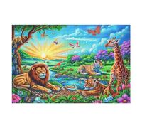 Paraíso Animal Africano Puzzles 1000 Piezas Actividad Familiar Tiempo Feliz Rompecabezas 3D para Familia Juguete Educativo Aliviar Estrés Decoración Hogar 1000 PCS