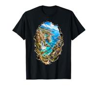 Paraíso costero mar Turquesa Ciudad mediterránea Viaje 3D Camiseta
