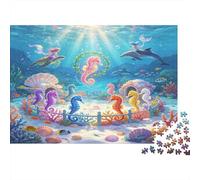 Paraíso de Caballitos de Mar Puzzle de 1000 Piezas Puzzle para Adultos Mundo Submarino Coralino Entretenimiento Relajante Decoración Hogar Opción Regalo 52x38cm/1000pcs