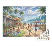 Paraíso de los Surfistas Puzzle 1000 Piezas Adultos Y Niños,14 Años+,Anti-estrés,Deco Pared,Premium,Cartón,Regalo Ideal,Rompecabezas,Relax,Desafío,Reto,Educativo 38x26cm