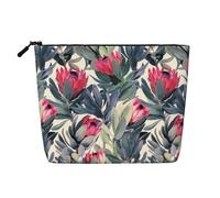 Paraíso de Protea Estampado,Neceser de Maquillaje de imitación Lino, Neceser de Viaje portátil