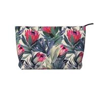 Paraíso de Protea Estampado,Neceser de Pana, Neceser de Maquillaje portátil, Neceser de Viaje