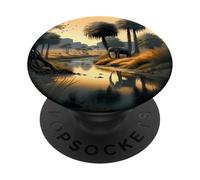Paraíso de Sabana en la Orilla del río con un Elefante PopSockets PopGrip Adhesivo