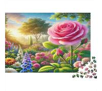 Paraíso del jardín de Rosas Puzzle 1000 Piezas Papel Reciclado para Adultos Puzzle para Adultos Juego Familiar Divertido Imposible difícil desafiante Excelente Idea de Regalo 38x26cm/1000pcs