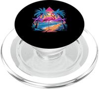Paraíso retro con flamencos al atardecer PopSockets PopGrip para MagSafe