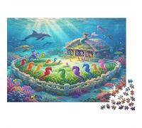 Paraíso Submarino de Caballitos Puzzle de 1000 Piezas Papel Juego de Puzzle 1000 Piezas para Adultos Escena del Océano Relax Familia Decoración Regalo 38x26cm/1000pcs
