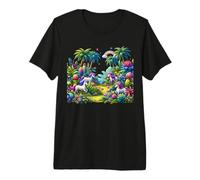 paraíso Tropical Unicornios Arco Iris Mundo de fantasía Camiseta Premium