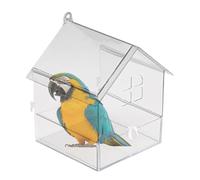 Parakeet Bath Cage, Acrylic Shower Box, 5.71x5.51x7.28 Inches, Large Bird Bathtub, Easy Clean Drawer Design, Cage Accessories for Cockatiels and Small Birds (White)
