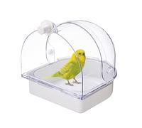Parakeet Bath - Clear Shower Bowl Box, Splash Guard Design, Cage Attachment, Removable Tray | For Bathing, Drinking, Nesting, Grooming, and Activity of Conures, Canaries, Hummingbirds, and SMA