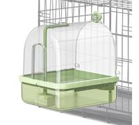 Parakeet Bird Bath - PP 22,5 x 20 x 26 cm | Automatic Bird Bathtub with Stand 2 Shower Mode | Chew-Proof Perch Playground for interior Outdoor Cage Use USB Powered Emands with Ease.